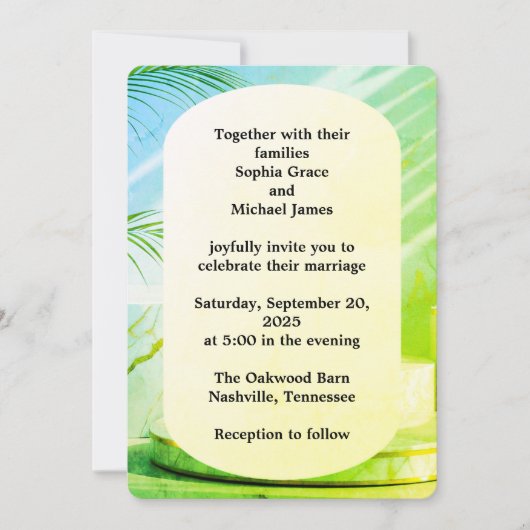 Elegante grüne Blätter Naturdesign | Minimal Botan Einladung (Vorderseite)