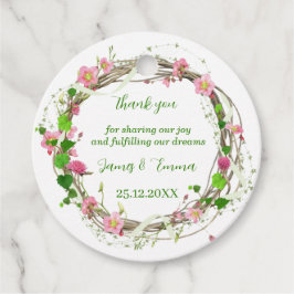 Elegante grüne Blätter Personalisierte Hochzeit Geschenkanhänger