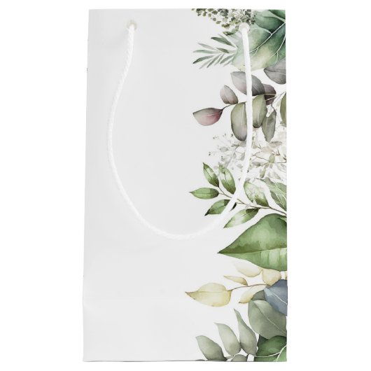 Elegante Grüne Blätter Rustikale Gastgeschenk Hoch Kleine Geschenktüte (Vorderseite)