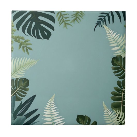 Elegante grüne Blätter und Fern Fliese (Vorderseite)