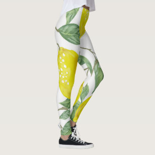 Elegante grüne Blätter und gelbe Zitronen  Leggi Leggings