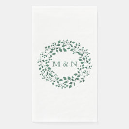 Elegante grüne Blätter Wasserfarben Mit Monogramm Serviette