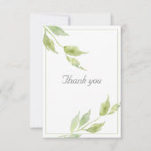 Elegante Grüne Blätter Wasserfarbenhochzeit Dankeskarte (Vorderseite)