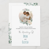 Elegante grüne Blätter zum Hochzeitsempfang Einladung (Vorne/Hinten)