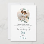 Elegante grüne Blätter zum Hochzeitsempfang Einladung (Vorderseite)