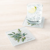 Elegante grüne Blattfarbe, kundenspezifisch Glasuntersetzer (Schrägansicht)