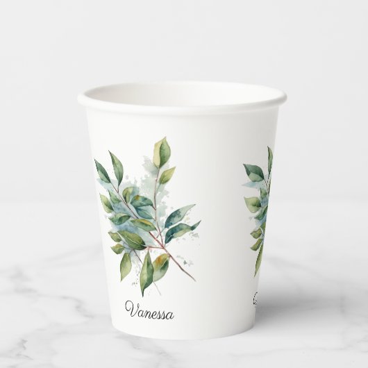 Elegante grüne Blattfarbe, kundenspezifisch Pappbecher (Vorderseite)