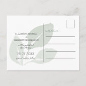 Elegante grüne Blattfarbe Save the Date Ankündigungspostkarte (Rückseite)