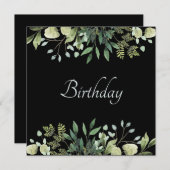 Elegante grüne Blume Geburtstagsparty Einladung (Vorne/Hinten)