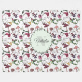 Elegante grüne Blume & Hummingbird Monogram Fleecedecke (Vorderseite (Horizontal))