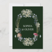 Elegante grüne Blume und Pilzkreide Einladung (Vorderseite)