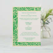 Elegante, grüne Blumen Hochzeit Einladung (Stehend Vorderseite)