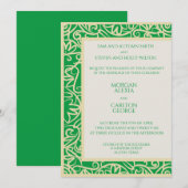 Elegante, grüne Blumen Hochzeit Einladung (Vorne/Hinten)