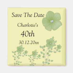 Elegante grüne Blumen mit Diamanten Magnet