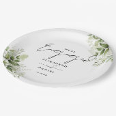 Elegante Grüne Blumenarbeit Party Pappteller (Schrägansicht)