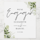 Elegante Grüne Blumenarbeit Party Weinetikett (Einzelnes Label)