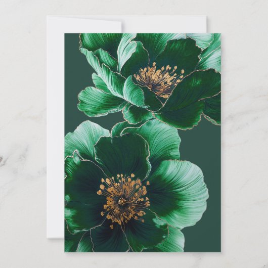 Elegante grüne Blumenfeier Einladung (Rückseite)