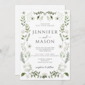 Elegante Grüne Bohemische Hochzeit Einladung (Vorne/Hinten)