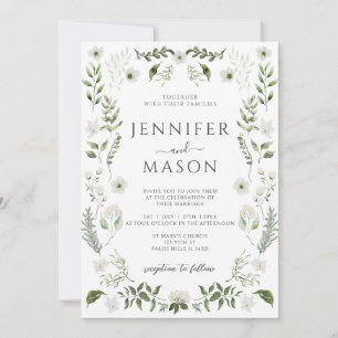 Elegante Grüne Bohemische Hochzeit Einladung