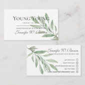 Elegante grüne Boho Blumenöle Visitenkarte (Vorne/Hinten)