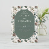 Elegante Grüne Botanik Einladung (Stehend Vorderseite)