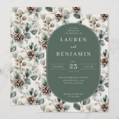 Elegante Grüne Botanik Einladung (Vorne/Hinten)