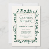 Elegante grüne Botanische Adoption Dusche Einladung (Vorderseite)