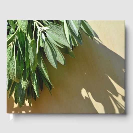 Elegante grüne botanische Blätter Frischfrische Kr Gästebuch (Vorderseite)