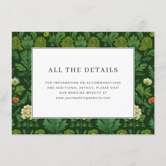 Elegante grüne botanische Blumenmuster Begleitkarte (Vorderseite)