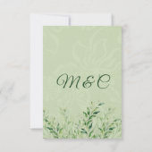 Elegante grüne botanische Hochzeit Dankeskarte (Rückseite)