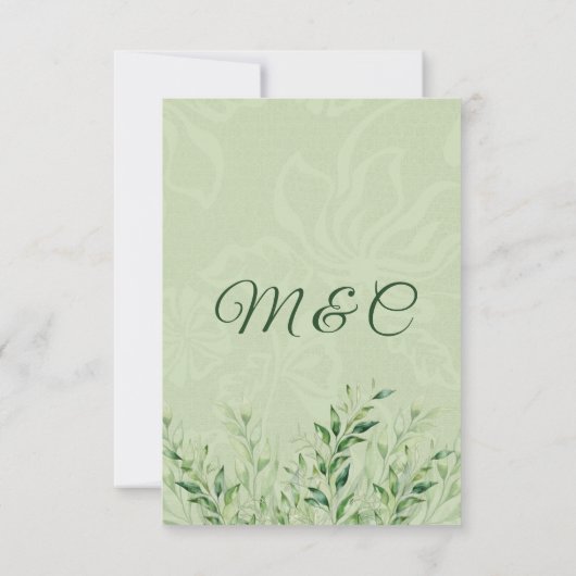 Elegante grüne botanische Hochzeit Dankeskarte (Rückseite)