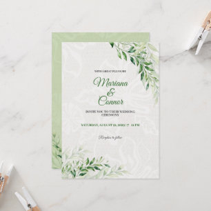 Elegante grüne botanische Hochzeit Einladung