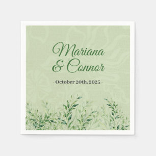 Elegante grüne botanische Hochzeit Serviette