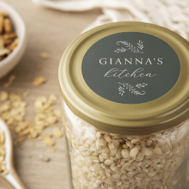 Elegante grüne botanische Küche & Business Runder Aufkleber