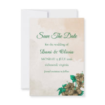Elegante grüne botanische Save-the-Date-Karte