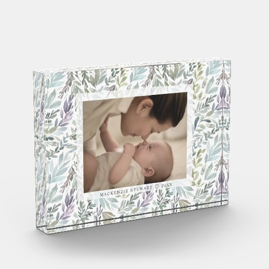 Elegante grüne Botanische Wasserfarbe Fotoblock (Links)