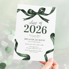 Elegante grüne Bow Graduation Party Einladung