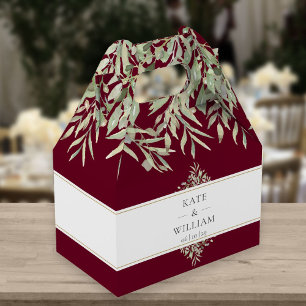 Elegante Grüne Burgunder Hochzeit Geschenkschachtel