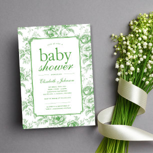 Elegante grüne Chinoiserie-Baby-Shower-Einladung Einladung
