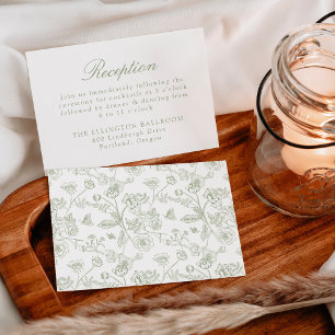 Elegante grüne Chinoiserie Blumenzwiebelempfang Begleitkarte