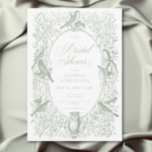 Elegante grüne Chinoiserie Natur & Vögel Dusche