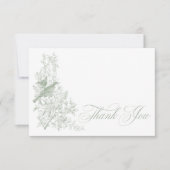 Elegante grüne Chinoiserie Natur & Vögel Hochzeit Dankeskarte (Vorderseite)