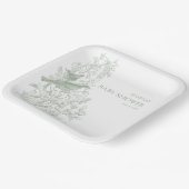 Elegante grüne Chinoiserie Nature Birds Babydusche Pappteller (Gewinkelt)