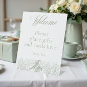 Elegante grüne Chinoiserie Nature Birds Babydusche Sockelschild