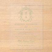 Elegante grüne Chinoiserie Viktorianische Blumenho Acryleinladungen (Vorderseite)