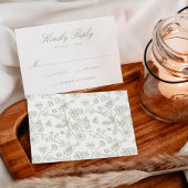Elegante grüne Chinoiserie Viktorianische Blumenho RSVP Karte