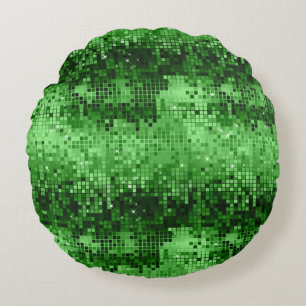 Elegante grüne DiscoBall Glitzer & Glitzern Rundes Kissen