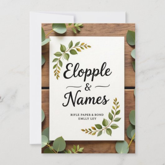 Elegante Grüne Einladung Hochzeit | Minimal (Vorderseite)