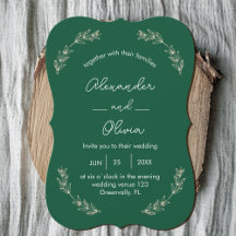 Elegante Grüne Einladung Hochzeit | Script-Schrift
