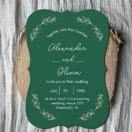 Elegante Grüne Einladung Hochzeit | Script-Schrift